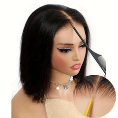 Wear and Go Glueless Wigs Human Hair Pre Plucked Pre Cut 6x4 Straight Lace Front Wigs Human Hair Wigs for Women No Glue Hd Lace Front Closure Ready to Wear Wigs 180% Density 20 Inch Natural Black