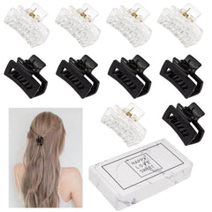 Small Tiny Claw Hair Clips for Women Girls for Thin/Medium Thick Hair, 1.5 Inch Mini Hair Jaw Clips Matte Rectangle Nonslip Clip with Gift Box (Matte+shiny color series)