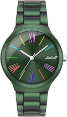Letoff Ceramic Oil Finish Watch,Metal Case Metal Bracelet,Big face Colorful Roman Numerals Water Resistant 100ft