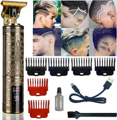 Pro T Clippers, Electric Li Trimmer, Cordless Rechargeable, Professional Bald Headed USB Rechargeable Trimmer for Men (Gold)