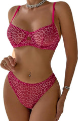 Lingerie Sets for Women Sexy Mesh Sheer Underwire Push Up See Through Lingerie Bra and Panty Sets XS-4XL