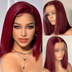10 Inch Bob Wig Human Hair 13x4 HD Lace Front Wigs Human Hair Pre Plucked Short Bob Wig Lace Frontal Wigs for Black Women 180% Density Glueless Straight Human Hair Wig Natural Color