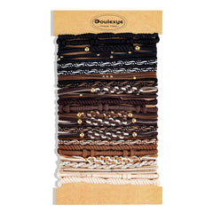 Boho Hair Accessories for Women: 24PCS Hair Tie Bracelets, 6 Styles, 10 Colors, No Damage for Thick Hair