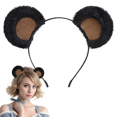 Sightor Brown Bear Ears Headband, Cute Bear Hairband Movable Ear Bear Head Wear for Makeup Washing Face Animal Cosplay Plush Bear Headband