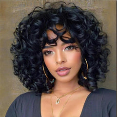 Afro Curly Wigs for Black Women 70's Wigs for Daily Party Cosplay Costume Halloweeen Black Afro Wigs (1B)