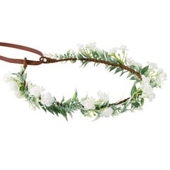 Handmade Flower Crown for Women Floral Headband Girls Headpiece Flower Hair Accessories for Weeding Bride Cosplay Party Festival(White Style)