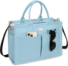 TOPDesign Heavy-Duty Canvas Tote Bag for Women, Adjustable Crossbody/Shoulder Handbag with 9 Pockets, Everything Tote