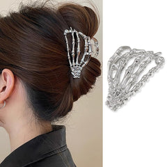 AIUPUOC Black Hair Clip with Skeleton Skull Design for Women's Hair Styling, Medium Metal Hair Claw Clips, Halloween Hair Accessories, 1 Count