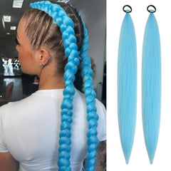 Pink Ombre Braiding Hair Extension for Braids Synthetic Braid Ponytail Extensions with Elastic Tie Fashion Festival Rave Hair Accessories(Pack of 2)