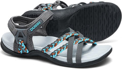 UBFEN Womens Hiking Comfort Sport Sandals Beach Vacation Camping Casual Sport Sandals with Adjustable Straps and Arch Support