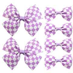 6 Pcs Checkered Hair Bow, Racing Flag Hair Clip, Black and White Accessories for Women, Birthday Party Halloween Bows for Girls, Racing Fan (2.5 Inch and 3.7 Inch)