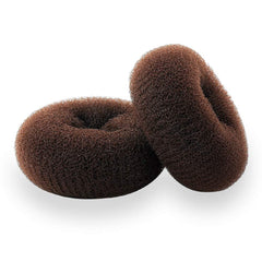 Extra Ring Style Hair Donut Shaper for Kids, 2PCS Chignon Bun Maker for Short and Thin Hair (2.5 Inch, Brown)