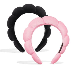 Ayesha Spa Headband for Women Sponge Headband for Washing Face Clouds Soft Hairband Makeup Headbands for Women Girls Shower Makeup Skincare (Black)
