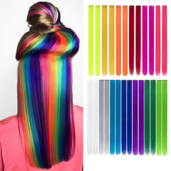 12 Pcs Colored Clip in Hair Extension 20 Inch Long Straight Party Highlights Synthetic Hairpieces for Women Girls Kids(Light Pink-12Pcs)