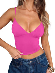 REORIA Women Sexy V Neck Tank Top Summer Y2K Going Out Tops Casual Sleeveless Fitted Basic Cami Shirts 2025