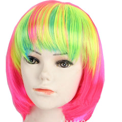 KOLIGHT Fashion Colorful Short Straight Halloween Wigs Women Girls Replacement Cosplay Costume Hair Wigs with Cap+Comb (Blue)