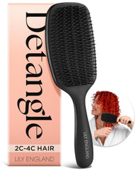 Lily England Detangling & Styling Brush - Pain-Free Brush for Curly Wet & Dry Hair With Flexible Bristles - Easy to Hold Rose Gold Brush for Women's 3c to 4c Curls
