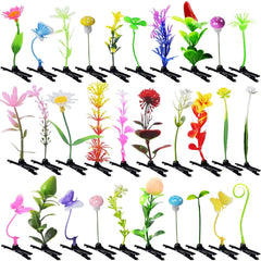 30 Pcs Bean Sprout Hair Clips, Mixed Style Plant Hairpins Funny Flower Hair Clip Little Grass Mushroom Butterfly Headwear Hair Accessories for Women Girl School Home Party Christmas(Mix)