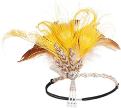 Tongcloud 1920s Flapper Feather Headband Roaring 20s Gatsby Headpiece Women's 1920s Headband Flapper Feather Headpiece