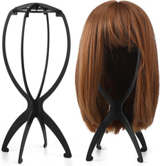 2 Pack Wig Head Stand Travel Wig Holder Hat Wigs Display for Multiple Wigs Hair Styling (black, 13.8 inches)