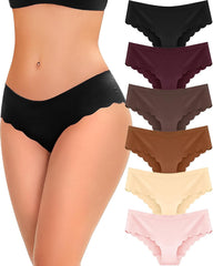 6 pack Seamless Underwear for Women Sexy Low Rise Hipster Wave Edge No Show Bikini Panties Womens Cheeky S-XL