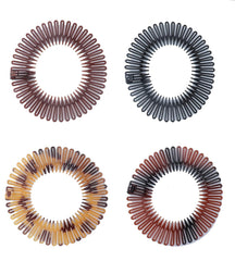 Sowaka 4 Pcs Circular Stretch Comb Plastic Black Brown Circle Spring Headband Flexible Hair Wrap Holder Hair Comb for Women Girls Outgoing Sports Hair Accessories (Round - Multi Color)