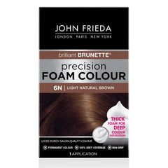 John Frieda Precision Foam Colour, Medium Natural Brown 5N, Full-coverage Hair Color Kit, Anti-Fade Gray Coverage, Deep Color Saturation Hair Dye, 1 Application
