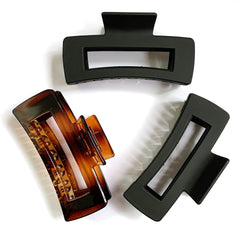 Hair Claw Clips 5 Inch Unbreakable Square Rectangle Clip Clamp Neutral Colors for Thick Curly Long Hair Women - 2 Pack