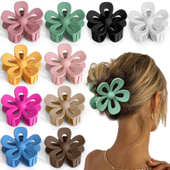 Palksky Small Flower Hair Claw Clips for Women Girls Kids, 10 PCS Tiny Thin/Medium Thick Hair, 1.35 Inch Mini Jaw Clips/Hair Clamps Nonslip Clip/Hair Accessories