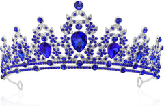 Blue Princess Tiara Crown - Crystal Quinceanera Tiara Headband for Women