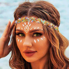 Fstrend Gold Elastic Rhinestone headbands Sparkly Crystal Headpiece Hair Accessories