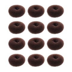 12 Pcs Small Hair Bun Maker, Small Hair Donut Set for Kids Girls Women, Hair Donut Bun Maker Tool for Short and Thin Hair Crown Shapers Accessories (Size S/ 2.3 Inch, Light Brown)