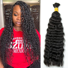 YWIGS Water Wave Human Braiding Hair for Boho Braids 50G Bulk Human Hair for Braiding No Weft Virgin Human Hair 18inch