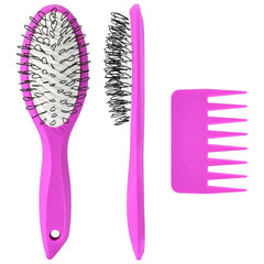 Wig Brush Comb Set, Premium Matte Grip-2pcs Professional Extension Brush with Ergonomic Travel Size Design for Human and Synthetic Hair