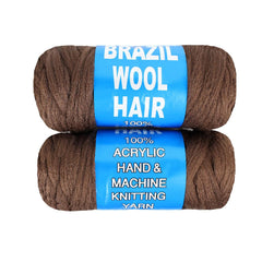 4 Roll Natural Black Brazilian Wool Hair Yarn for Jumbo Braids Braiding Hair for Soft Faux Locs Goddess Locs Hair Extension Senegalese Twist Crochet Hair for Black Women (Natural Black, 4Roll)