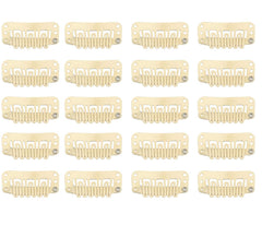 30pcs Hair Extension Clips U-Shape Stainless Steel Snap Clips for Wigs and Hair Extensions and Hairpieces, 30 Assorted Sewing Needles and 2 Rolls Thread (Light Brown)