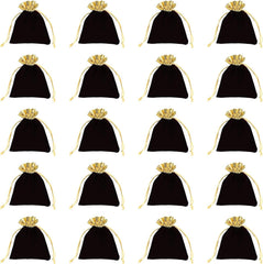 HARFINGTON 20pcs Flocked Cloth Drawstring Bag 3.1 x 3.9 Inch Jewelry Flocked Pouches Gift Bags for Wedding Party Favor Candy Jewelry Packaging Organizing Storage, Gold Red