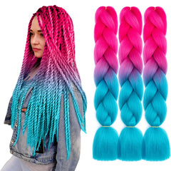 Ombre Braiding Hair 24 Inch Braid Hair Extensions 3Pcs Pre Stretched High Temperature Crochet Braiding Hair (C26)…