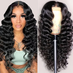 Deep Wave Lace Front Wigs Human Hair Glueless Wigs for Black Women 13x4 HD Transparent Lace Front Wigs Pre Plucked with Baby Hair 180 Density 22 Inch