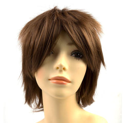 Modernfairy Anime Halloween Wig Blue for Cosplay Party, Synthetic Layered Short Hair Wigs with Bangs, Pastel Wigs for Women Men