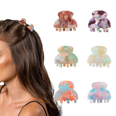 Cobahom Hair Clip, 6Pcs Small Hair Clips Mini Hair Claws Tortoise Shell Leopard Acrylic Hair Jaw Clips Clamps for Women Girls Thin Thick Hair