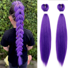 Long Purple Braiding Hair -24 Inch Synthetic Braiding Hair for Kids Stage Party Halloween Costume Cosplay (Purple, 24 Inch(Pack of 2))