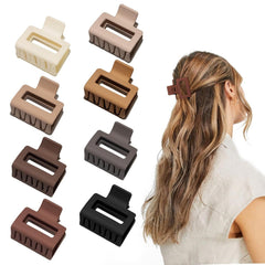 Medium Claw Hair Clips for Women Girls, 2" Matte Rectangle Small Hair Claw Clips for Thin/Medium Thick Hair, Hair Jaw Clips Nonslip Clips (Warm color)