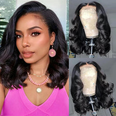 10 Inch Bob Wig Human Hair 13x4 HD Lace Front Wigs Human Hair Pre Plucked Short Bob Wig Lace Frontal Wigs for Black Women 180% Density Glueless Straight Human Hair Wig Natural Color