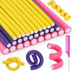30Pcs Small Foam Hair Curlers, 9.45" Length x 0.47" Diameter, No-Heat Flexible Curling Rods for Short, Medium and Long Hair