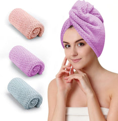 3 PCS Microfiber Hair Towel, Hair Wraps for Women Wet Hair, Fast Drying Hair Turban, Anti Frizz Head Towels Wrap for Curly Hair (Grey, Pink, Blue)