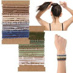 32PCS Boho Hair Bracelets for Women Elastic Bracelets Hair Ties No Damage Hair Bands for Girls Thick Thin Long Curly Hair Accessories(B Style)