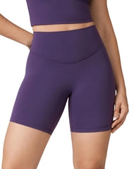 Hugcurve No Front Seam High Waisted Workout Biker Shorts for Women 6 Inches Tummy Control Buttery Soft Yoga Pants Gym