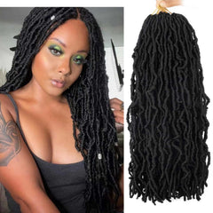 24 Inch Soft Locs Crochet Hair Pre Looped 6 Packs Faux Locs Crochet Braids Goddess Locs Dreadlocs Synthetic Hair For Black Women (1B, 24 Inch (Pack of 6))