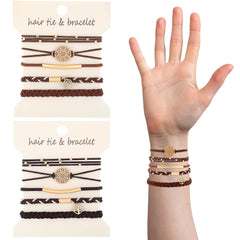 10 Pcs Hair Tie Bracelets for Women Boho Hair Ties for Thin Hair 5 Styles No Damage Ponytail Holders Elastic Hair Bands Light Coffee Colors Braided Hair Ties Bracelet Hair Ties Boho Hair Accessories